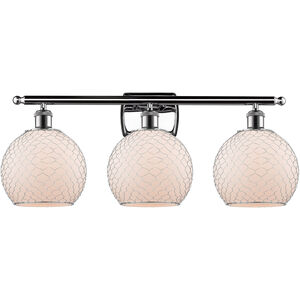 Ballston Farmhouse Chicken Wire LED 26 inch Polished Chrome Bath Vanity Light Wall Light in White Glass with Nickel Wire, Ballston