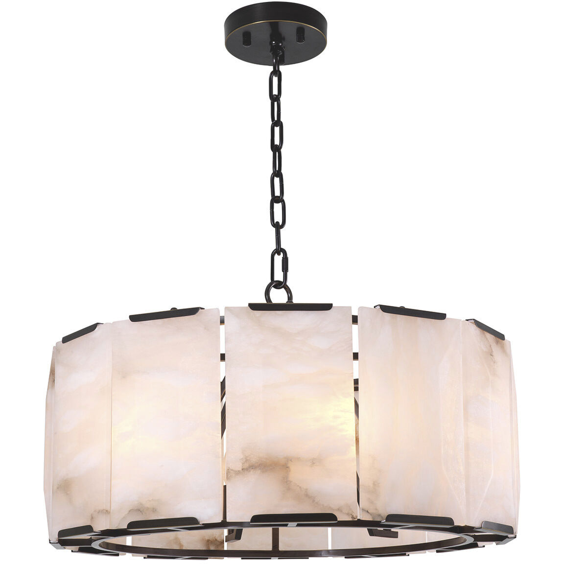Ortiz 6 Light 24.41 inch Bronze Highlight with Alabaster Chandelier Ceiling Light