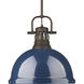Yep Duncan 1 Light 14 inch Rubbed Bronze Pendant Ceiling Light in Navy