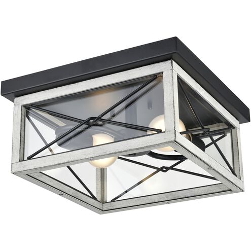 County Fair 2 Light 12.25 inch Black and Birchwood on Metal Outdoor Flush Mount