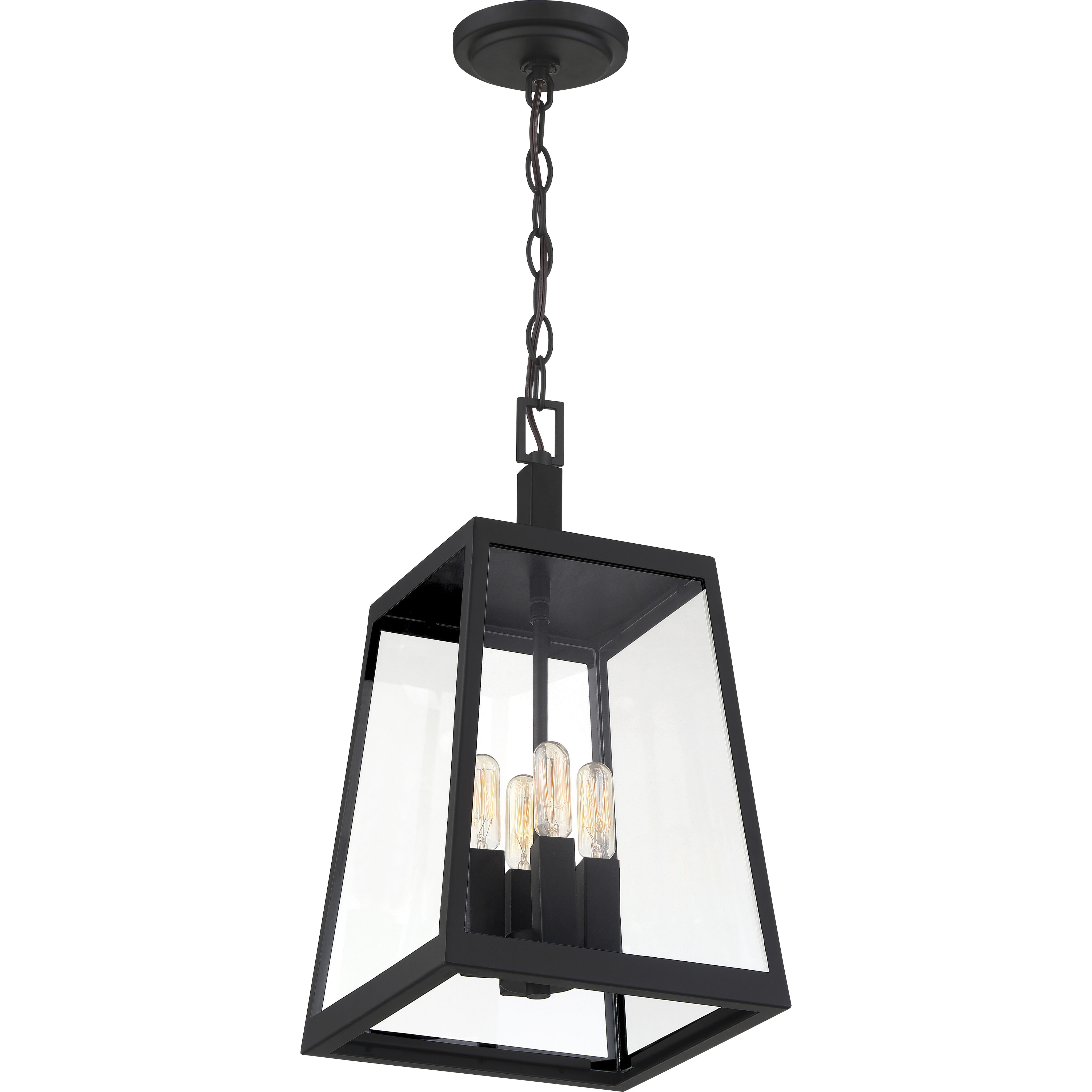 Halifax 4 Light 10 inch Matte Black and Glass Outdoor Hanging Lantern