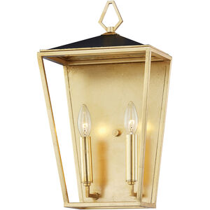 Paxton 2 Light 10 inch Gold Leaf / Black Wall Sconce Wall Light