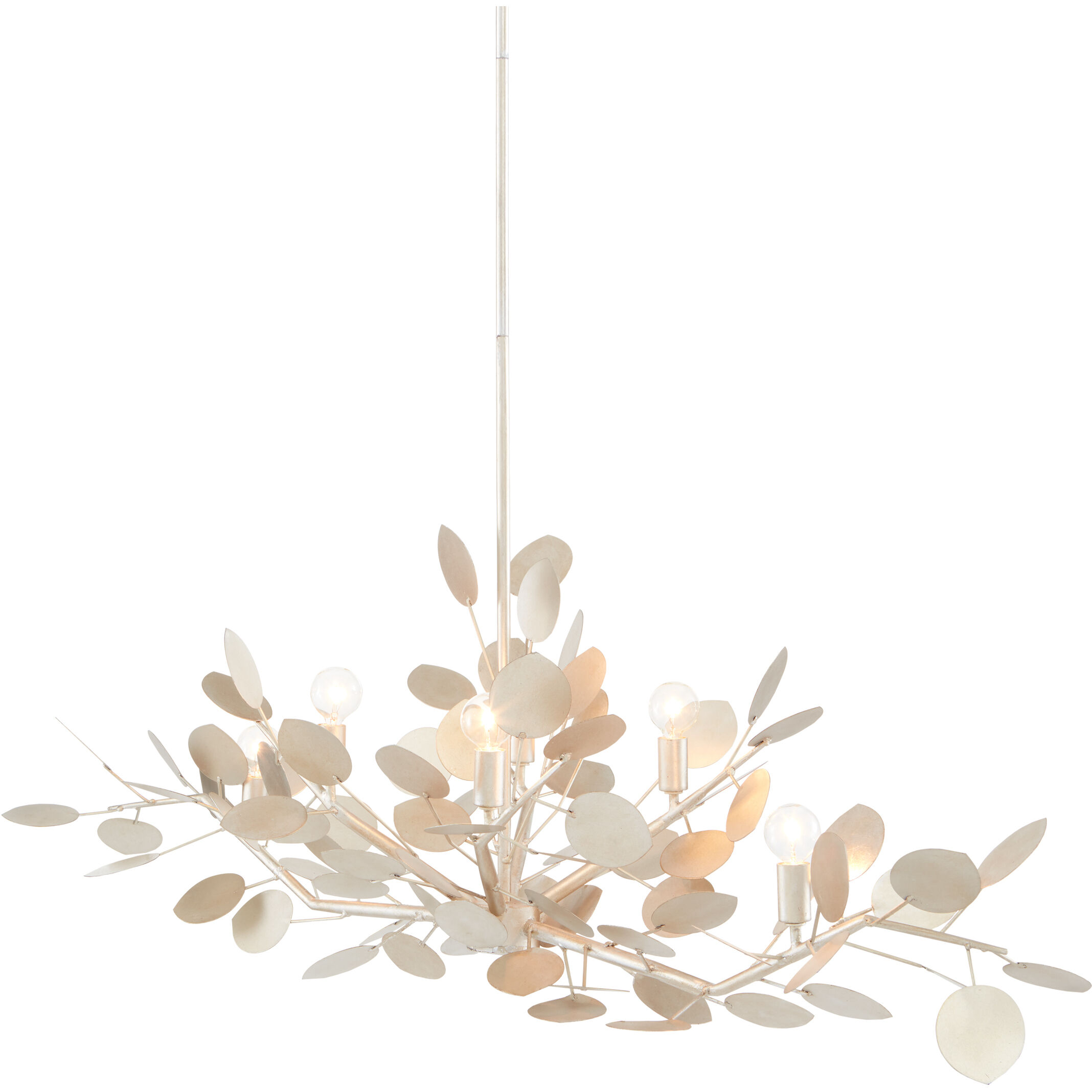 Lunaria 6 Light 51 inch Contemporary Silver Leaf Chandelier Ceiling Light