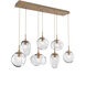 Cosmos LED LED 50.3 inch Novel Brass Linear Pendant Ceiling Light in 2700K LED, Floret Inner - Clear Outer, Multi-Port
