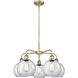 Athens 5 Light 26 inch Antique Brass and Clear Chandelier Ceiling Light