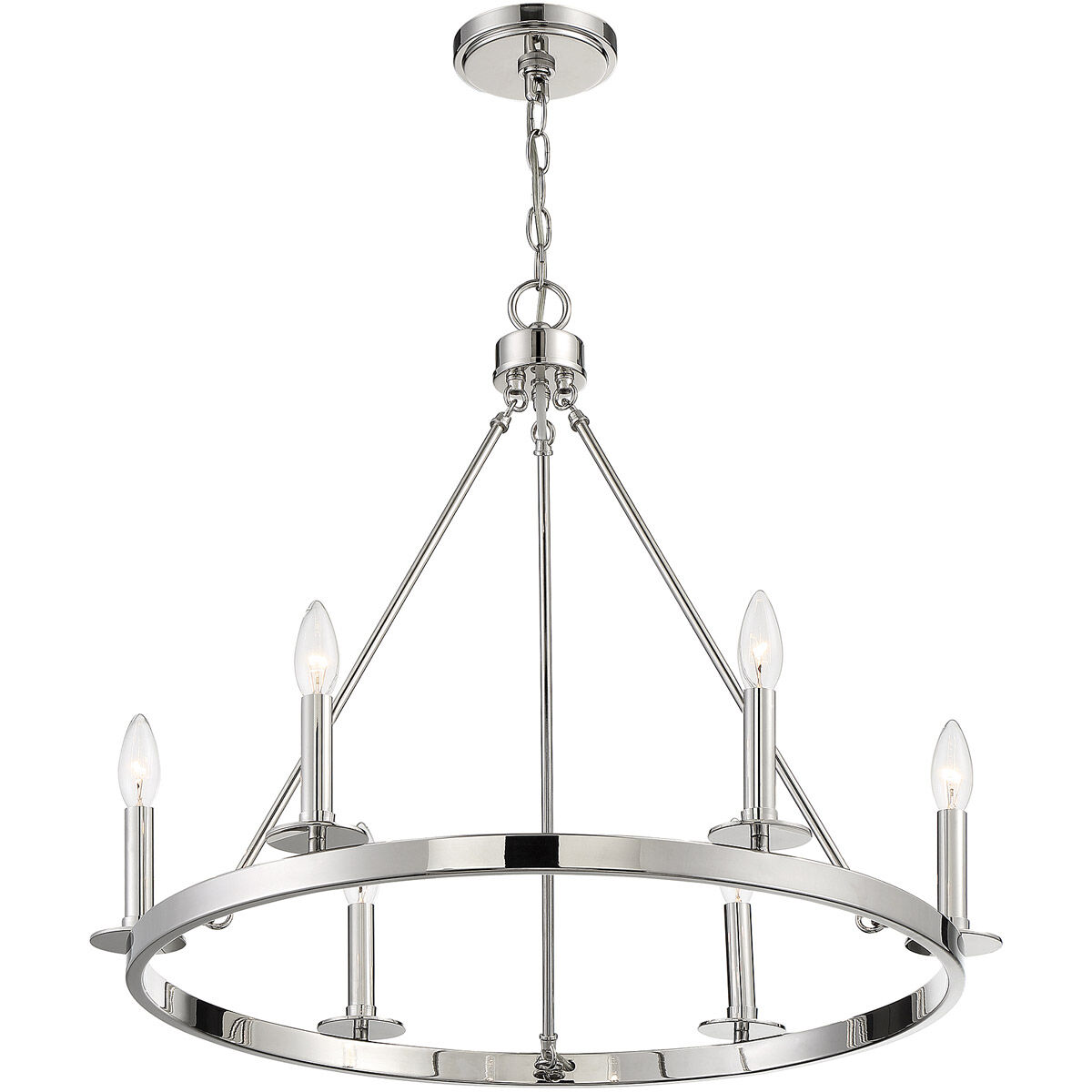 Traditional 6 Light 26 inch Polished Nickel Chandelier Ceiling Light