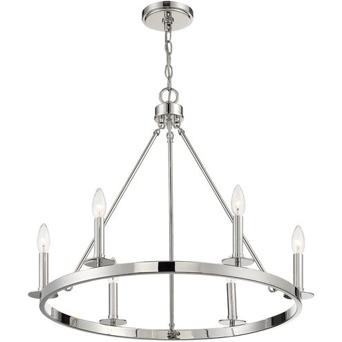 Traditional 6 Light 26 inch Polished Nickel Chandelier Ceiling Light