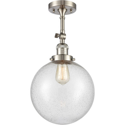 Franklin Restoration X-Large Beacon 1 Light 10 inch Brushed Satin Nickel Semi-Flush Mount Ceiling Light in Seedy Glass, Franklin Restoration