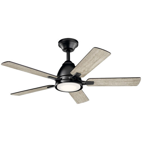 Arvada 44 inch Satin Black with Weathered White Walnut Blades Ceiling Fan