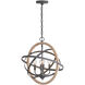 Bluffton 4 Light 18 inch Iron and Wood Pendant Ceiling Light