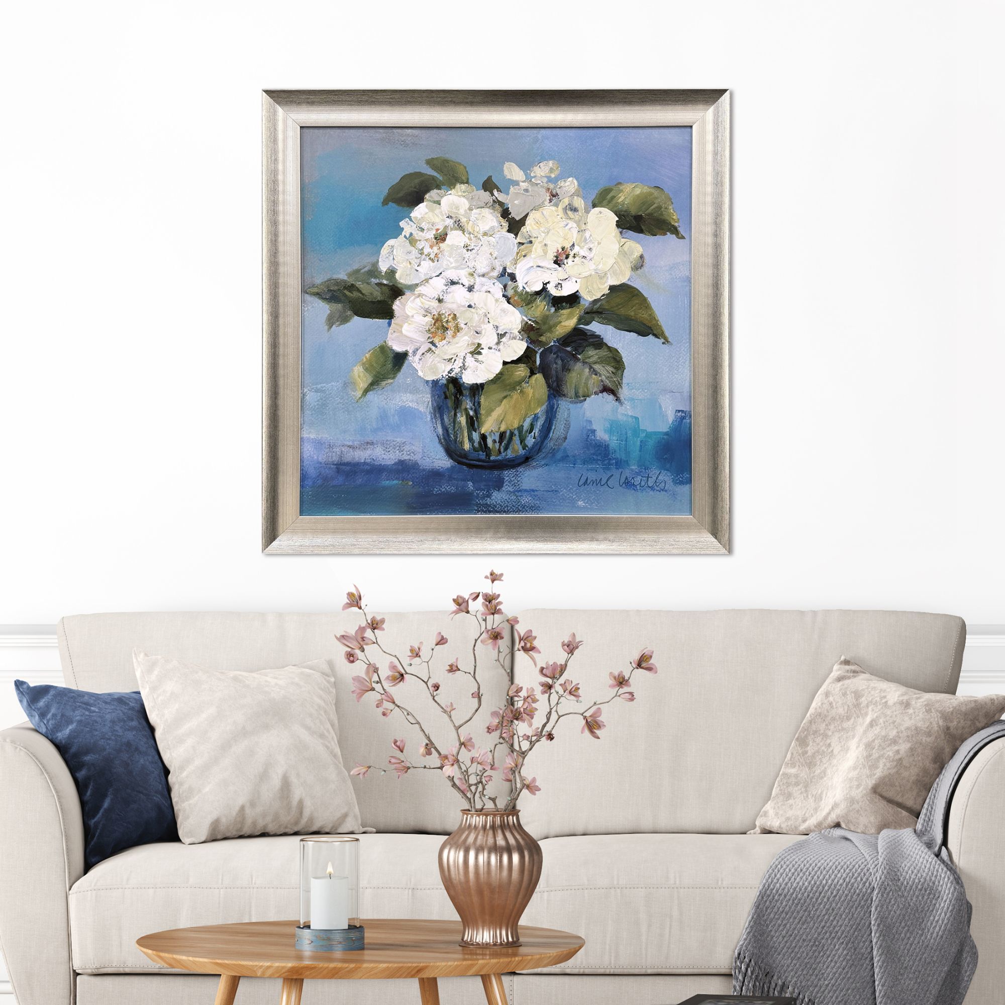 Alluring Blooms Blue and Purple and White and Multi Framed Art, Propac