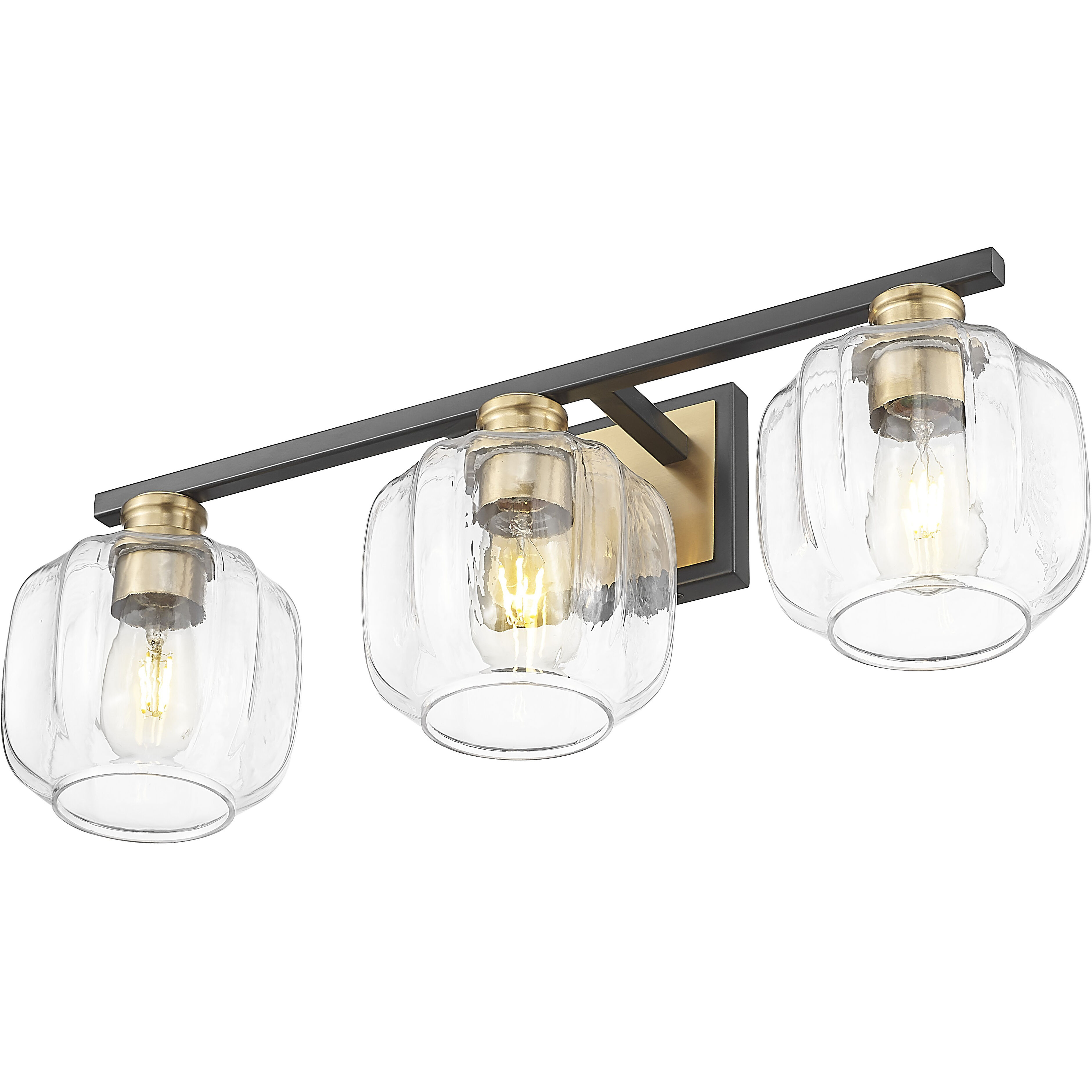 Oxley 3 Light 25 inch Matte Black and Brass Vanity Wall Light