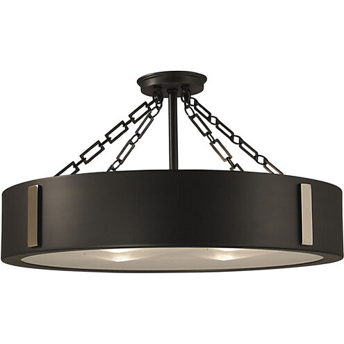 Oracle 4 Light 23 inch Satin Pewter with Polished Nickel Accents Semi-Flush Mount Ceiling Light