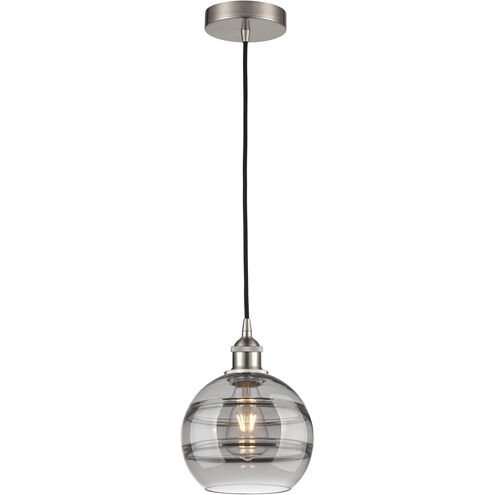 Edison Rochester 1 Light 8 inch Brushed Satin Nickel Cord Hung Mini Pendant Ceiling Light