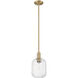 Preston 1 Light 6.75 inch Brushed Brass Mini Pendant Ceiling Light in Clear Glass