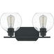 Pruitt 2 Light 16.5 inch Matte Black Bath Light Wall Light in Clear Seedy Glass