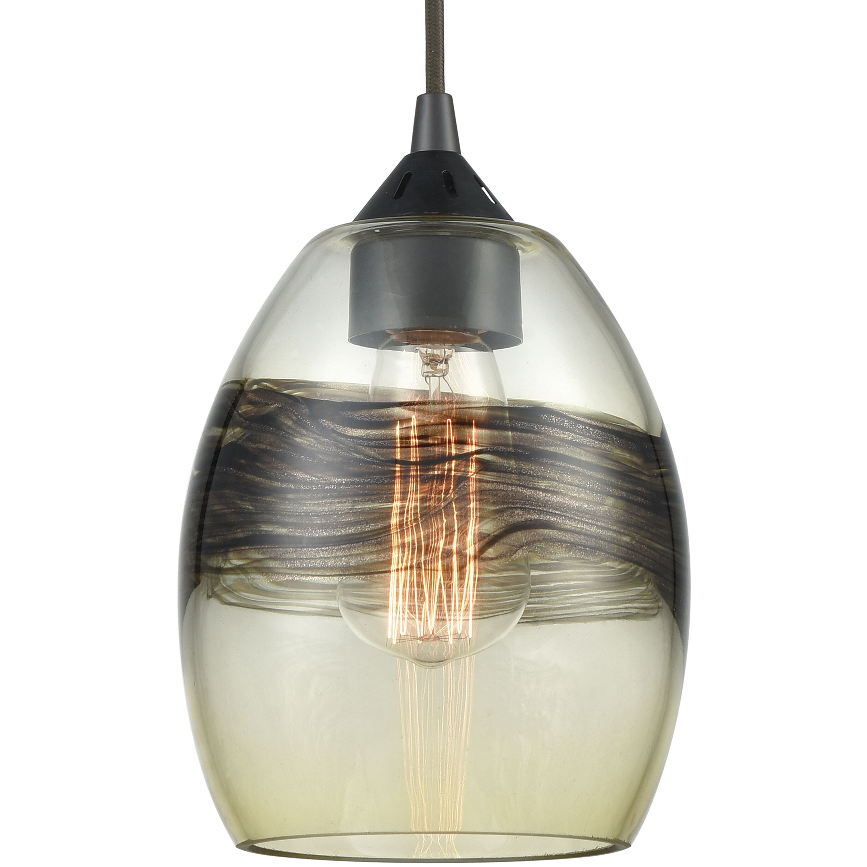 Whisp 1 Light 6 inch Champagne Gold with Smoke and Oil Rubbed Bronze Mini Pendant Ceiling Light