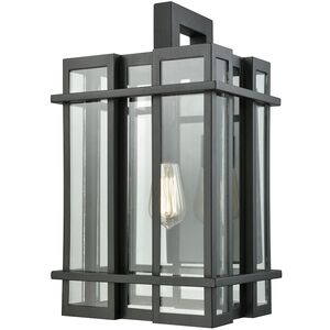 Glass Tower 1 Light 18 inch Matte Black Outdoor Sconce