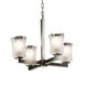 Veneto Luce 4 Light Brushed Nickel Chandelier Ceiling Light in White Frosted (Veneto Luce), Cylinder with Rippled Rim, Incandescent