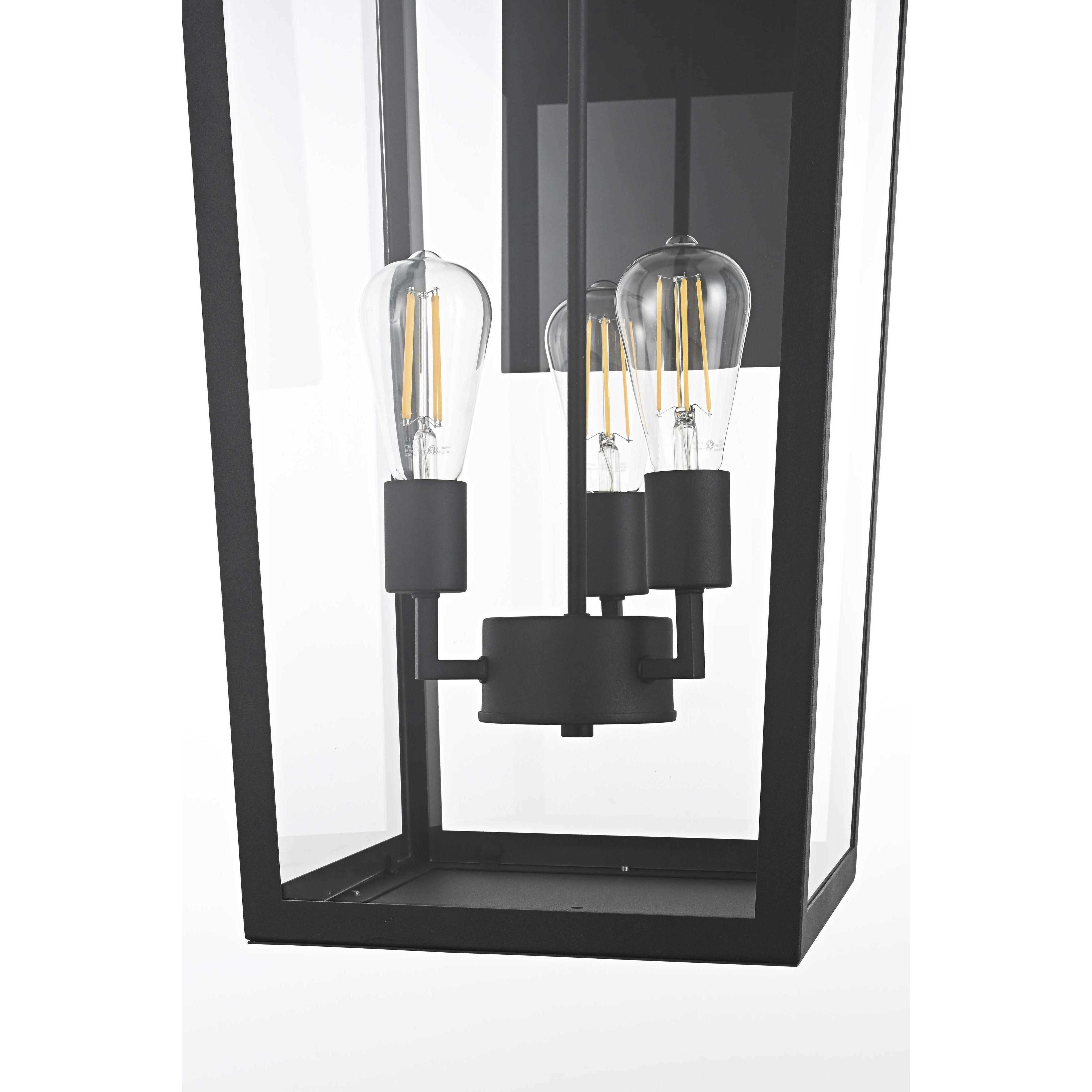 William 3 Light 28 inch Black Outdoor Wall Sconce