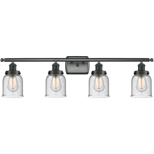 Ballston Small Bell LED 36 inch Matte Black Bath Vanity Light Wall Light in Seedy Glass, Ballston