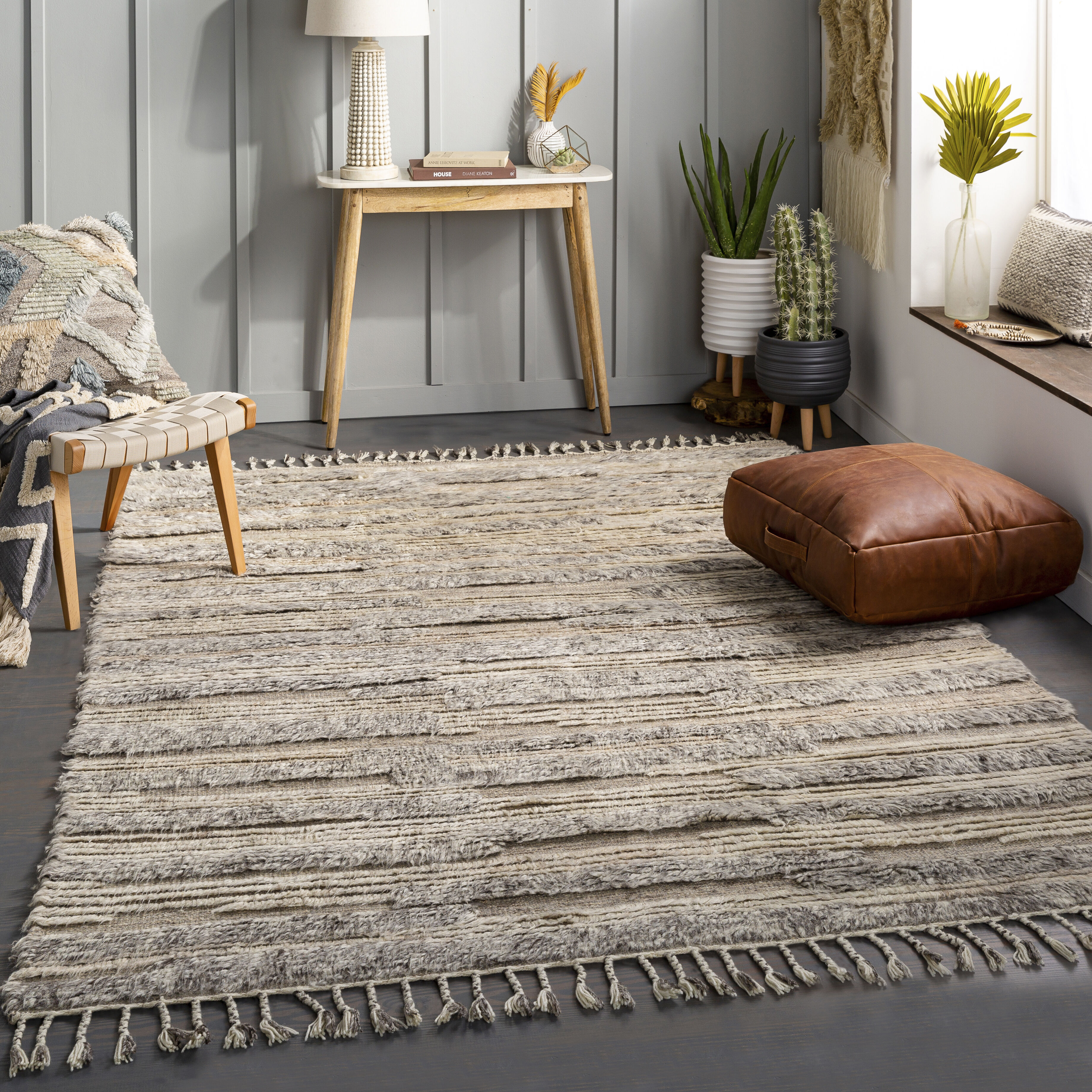 Sahara 120 X 96 inch Light Beige Rug in 8 x 10, Rectangle
