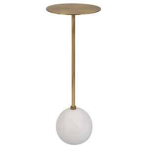 Gimlet 22 X 9 inch White Marble and Solid Brass Drink Table