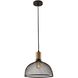 Dale 1 Light 13 inch Matte Black and Natural Rubber Wood Pendant Ceiling Light, Large