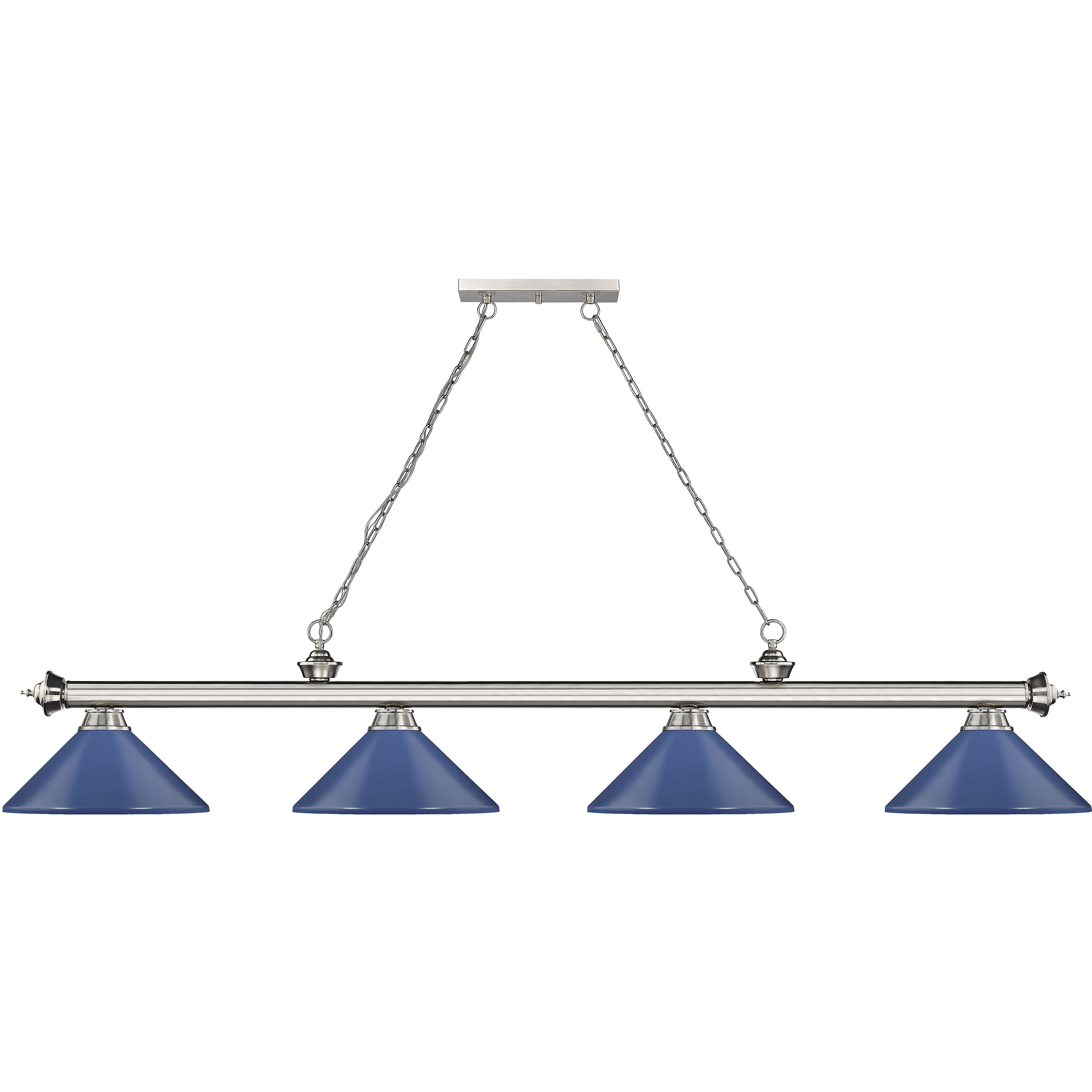 Cordon 4 Light 81.75 inch Brushed Nickel Billiard Ceiling Light in Navy Blue Steel