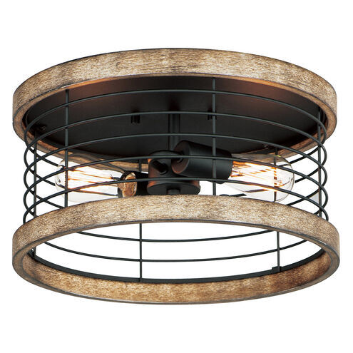 Homestead 2 Light 15 inch Driftwood/Black Semi-Flush Mount Ceiling Light