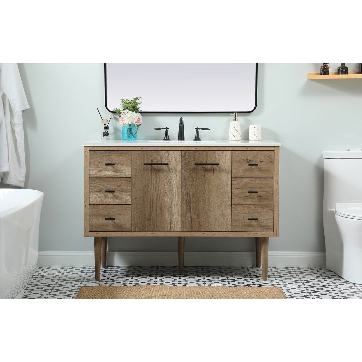 Cyrus 48 X 22 X 34 inch Natural Oak Vanity Sink Set
