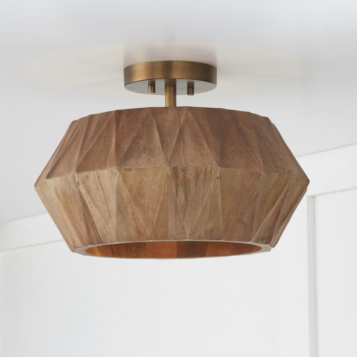 Wood semi flush mount light sales