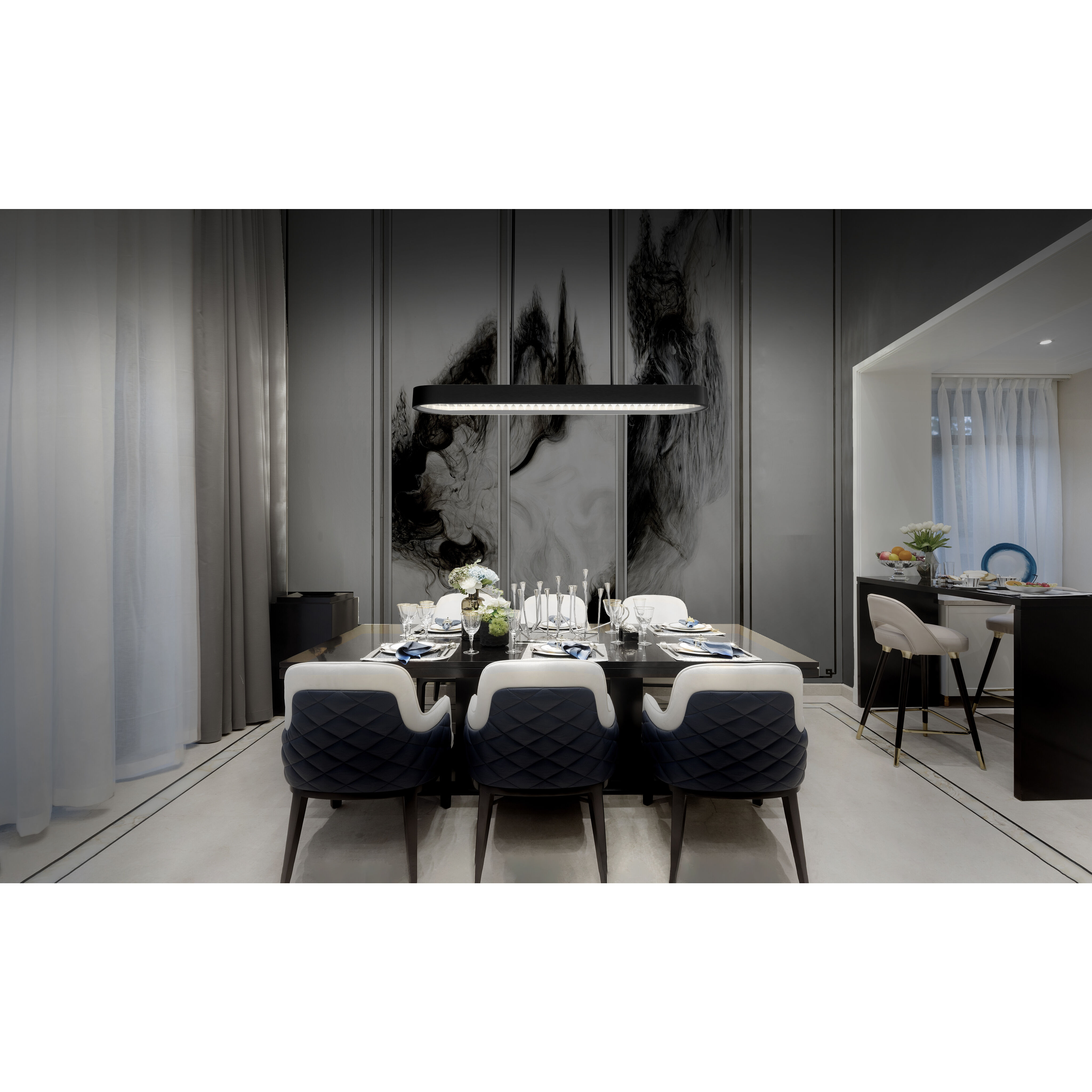 Marquis LED 47 inch Aged Brass Linear Pendant Ceiling Light, Beyond