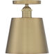 Motif 1 Light 7 inch Brushed Brass and White Accents Semi Flush Mount Fixture Ceiling Light