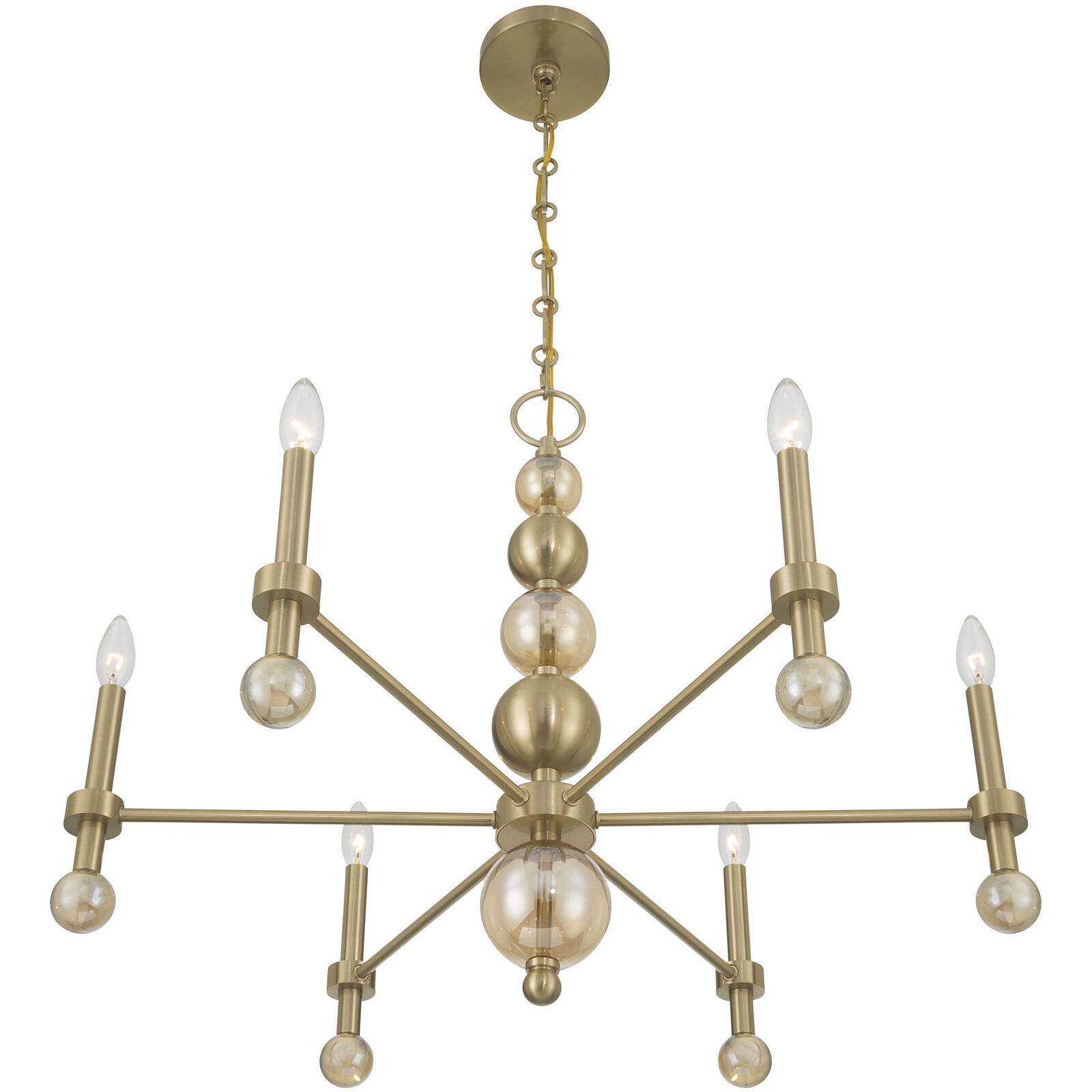 Crescent 6 Light 30 inch Noble Brass Chandelier Ceiling Light