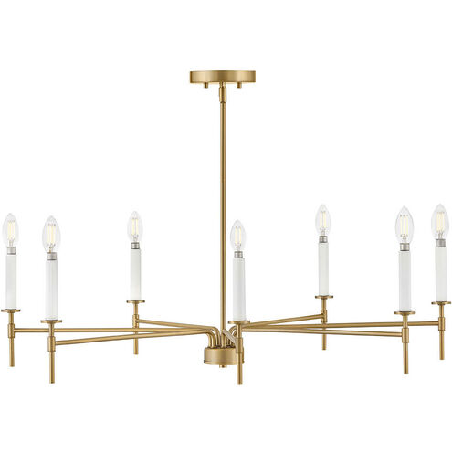 Hux 7 Light 36 inch Lacquered Brass with Warm White Chandelier Ceiling Light