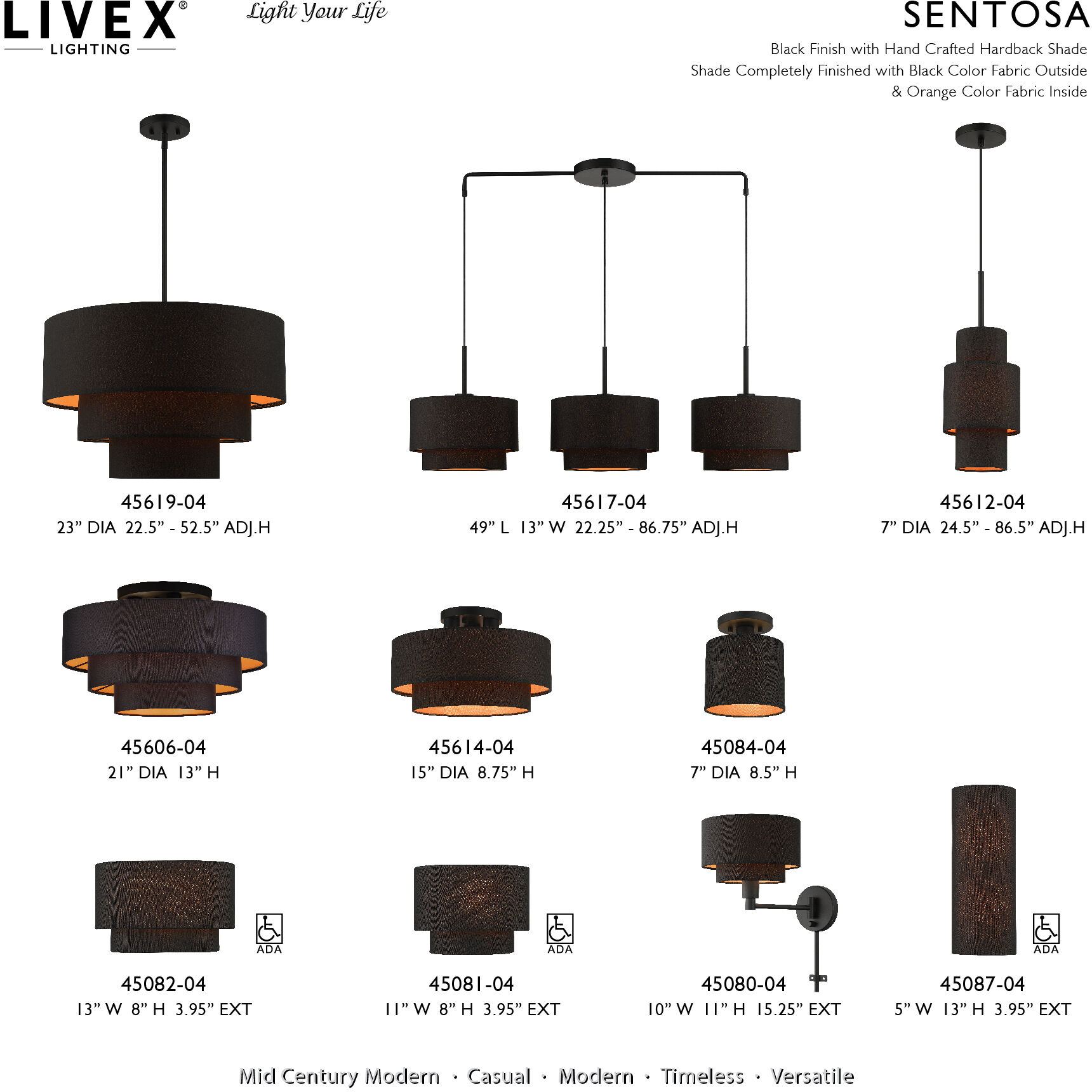 Sentosa 4 Light 21 inch Black Semi Flush Mount Ceiling Light, Extra Large