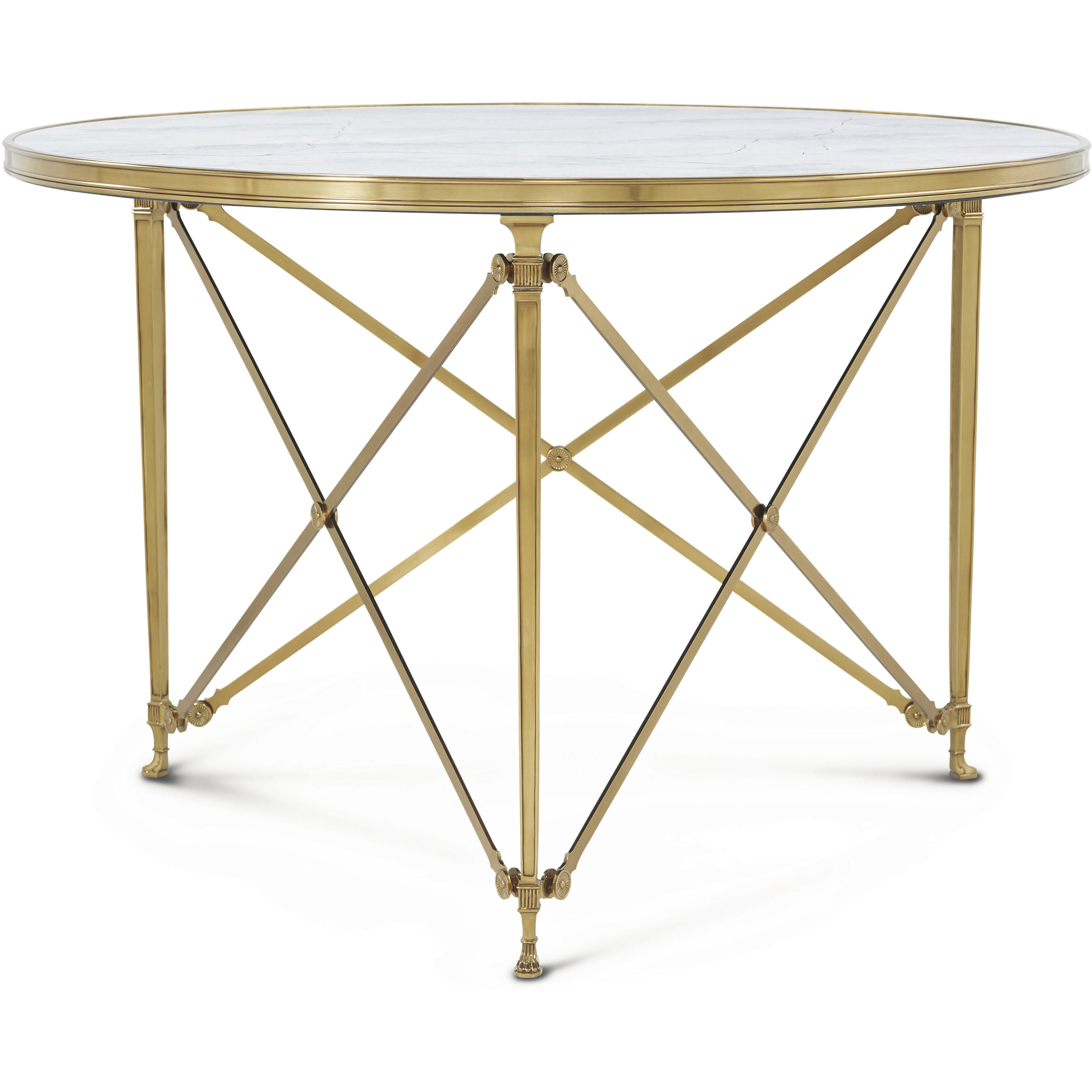 Spencer London 45 X 45 inch Cannes Brass / Lacus Quartz Round Center Table, Brass with Quartz Top, Round, Round Brass Center Table II