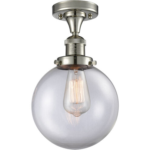 Franklin Restoration Large Beacon 1 Light 8 inch Polished Nickel Semi-Flush Mount Ceiling Light in Clear Glass, Franklin Restoration