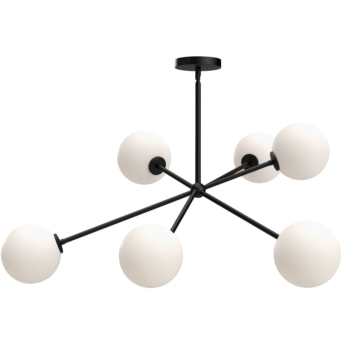 Alora Mood Cassia 6 Light 39.5 inch Matte Black/Opal Matte Glass Chandelier Ceiling Light in Matte Opal Glass