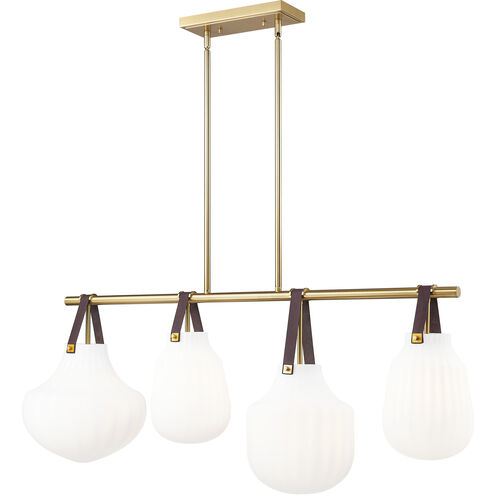 Newbury 4 Light 49.75 inch Modern Gold Linear Chandelier Ceiling Light