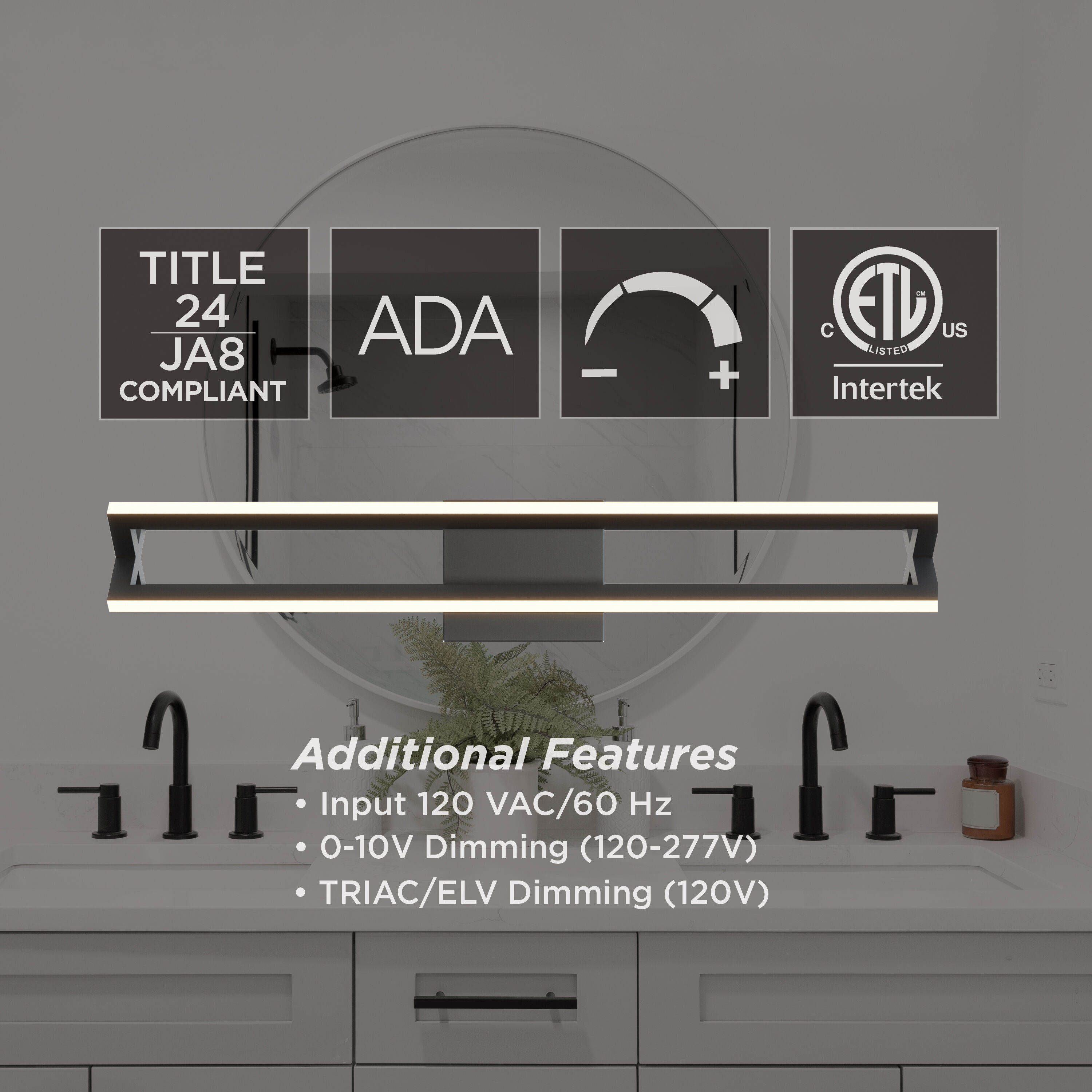 Cass LED 24 inch Satin Nickel Bath Vanity Wall Light