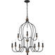 Hartsville 9 Light 30.75 inch Dark Weathered Zinc / Weathered Oak Chandelier Ceiling Light