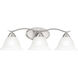 Prestige 3 Light 26.5 inch Brushed Nickel with White Vanity Light Wall Light