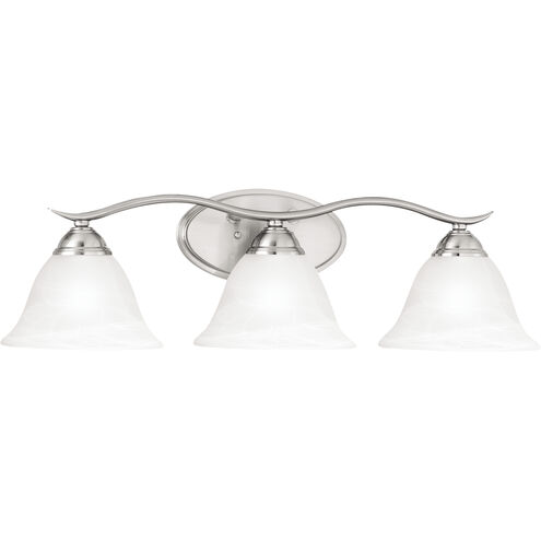 Prestige 3 Light 26.5 inch Brushed Nickel with White Vanity Light Wall Light