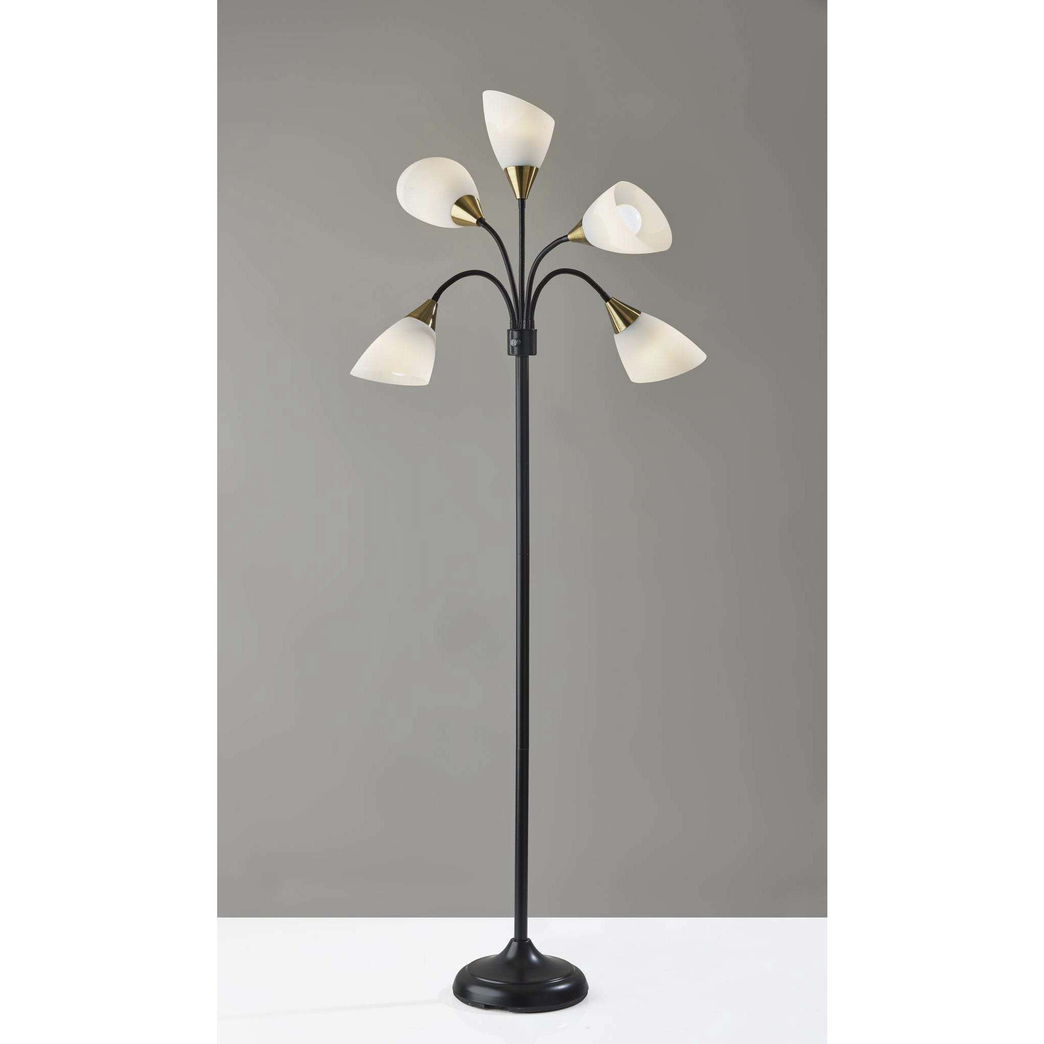Sophia 67 inch 60.00 watt Black with Antique Brass Accents Floor Lamp Portable Light, Simplee Adesso