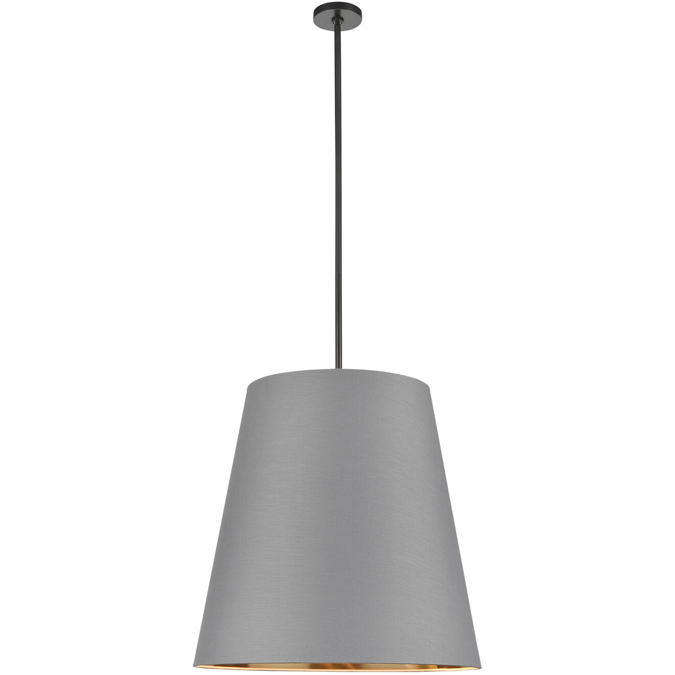 Calor Pendant Ceiling Light in Gray Linen With Gold Parchment and Urban Bronze