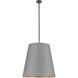 Calor Pendant Ceiling Light in Gray Linen With Gold Parchment and Urban Bronze