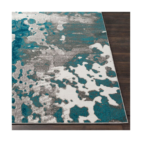 Milton 91 X 63 inch Teal/Medium Gray/Charcoal/White Rugs, Rectangle