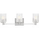Lando 3 Light 24.63 inch Brushed Steel Wall Bath Fixture Wall Light